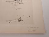 drawing of a sailboat on the water with a lighthouse in the background