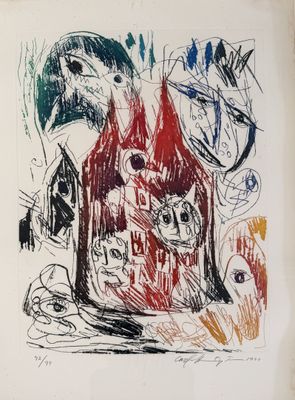 une image représentant un dessin d'un oiseau et d'une bouteille de vin
