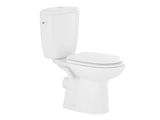 the toilet is white and has no lid on it