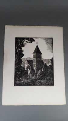 a picture of a black and white picture of a church
