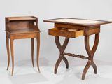 pair of 19th century french walnut side tables with marble top