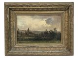 une peinture d'un paysage avec un château au loin