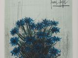 an image of a picture of blue flowers in a white frame