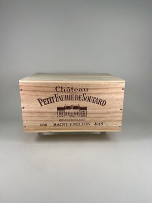a close up of a wooden box with a label on it