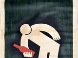 a sign with a man holding a toothbrush in his hand