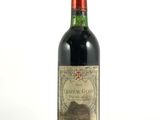 une bouteille de vin rouge sur fond blanc, avec une bouteille de vin au premier plan