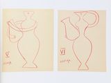 two drawings of vases on the page of a book