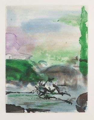 an image of a watercolor painting of a boat in the water