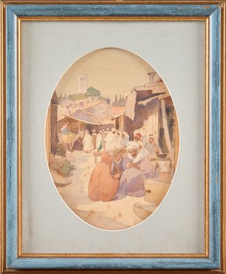 Buddig Anwylini PUGHE (1857-1939) Tanger Crayon et aquarelle…