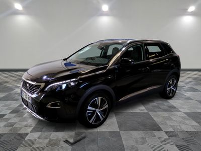 the black suv is parked in a large room with a checkered floor