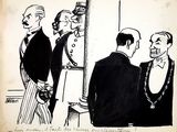 cartoon drawing of a group of men in suits standing next to each other