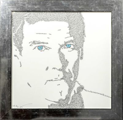 une image représentant le dessin d'un homme aux yeux bleus