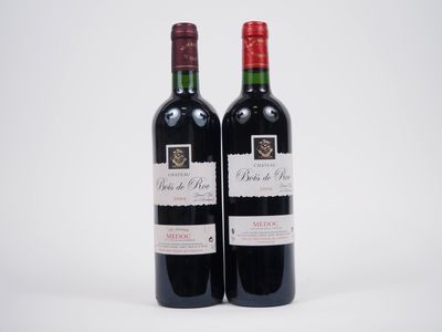 deux bouteilles de vin rouge posées l'une à côté de l'autre sur une surface blanche
