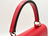 louis vuitton red epi leather handbag with black handle