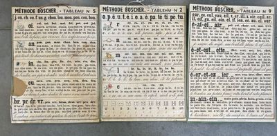 trois pages de vieux papier sur lesquelles il y a des inscriptions