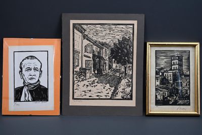 Lot de trois bois gravés : Marcel Pagnol par Louise Weill si…