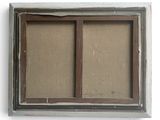 a picture of an old window with a brown frame