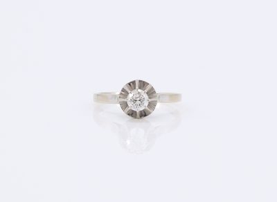 Bague solitaire en or blanc 18 carats 750 millièmes ornée d'…