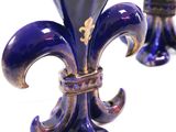 purple and gold fleur - de - lis vases on a white background