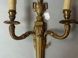 pair of antique brass wall sconces with candle holders