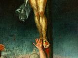 an image of a painting of jesus hanging on the cross