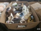 plusieurs paires de chaussures dans une boîte en carton posée sur le sol