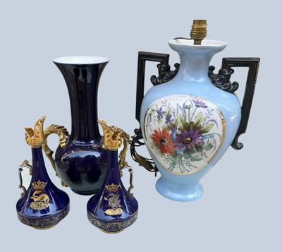 three vases that are sitting next to each other