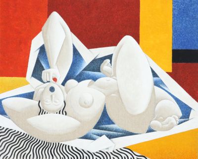 l'image d'un tableau représentant une femme allongée sur un lit