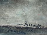 a close up of a painting of a bird on a ledge