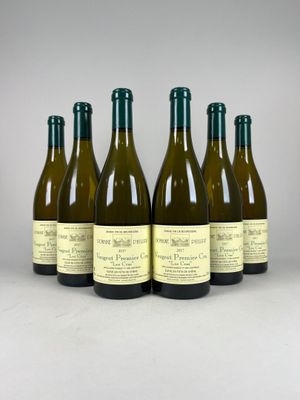 six bouteilles de vin sont alignées sur une table