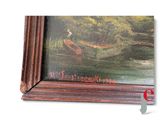 a painting of a man on a boat in the water