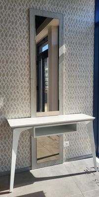 Ensemble console, coiffeuse en bois stratifié décor bois vie…