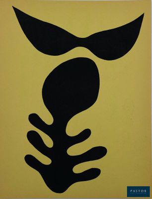 une affiche noire et jaune représentant une main tenant un poisson