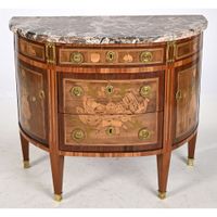 ONHEBERG. COMMODE LOUIS XVI de forme demi-lune en placage de… (photo 2)