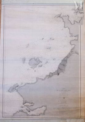 an old map of the british coast with a map of the island