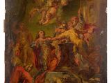a painting of a painting of a biblical scene with angels and demons