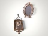 a picture of a woman in a picture frame hanging on a wall