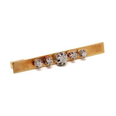 Broche de bavoir en or jaune 18 K (750/1000) serti de 3 diam…