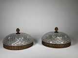 pair of antique cut glass covered dishes