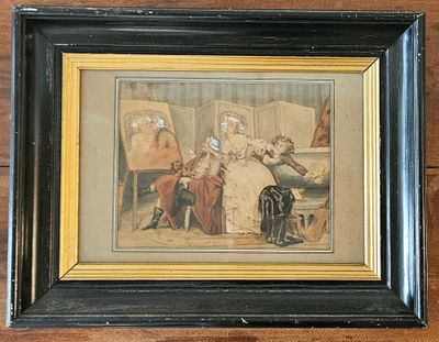 framed picture of a painting of a woman sitting in a chair