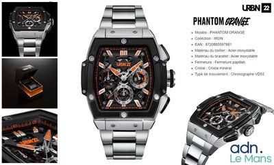 Montre URBN22 Iron Phantom Orange : boîtier lumineux et brac…