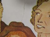 a drawing of a man and a woman holding a child