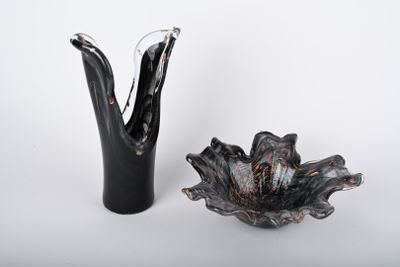 MURANO. Coupe et vase de forme organique en cristal teinté g… - Photo 1