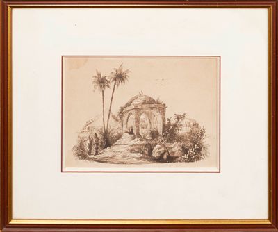 an image of a drawing of a house in the middle of a desert