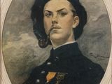 portrait of a man in a military uniform with a pipe in his mouth