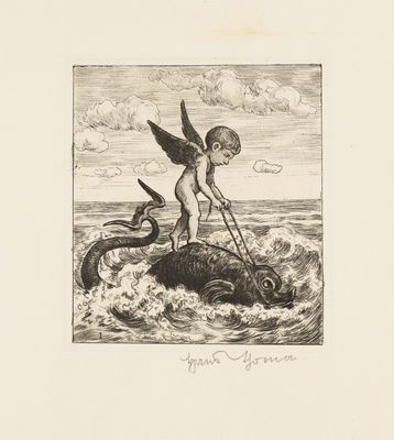 un dessin en noir et blanc représentant un ange sur un bateau