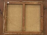 an old window frame with a rope hanging from it ' s side