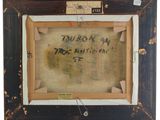 an old picture of a picture with writing on it in a wooden frame