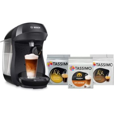 Machine à café Tassimo avec deux sachets de café Tassimo