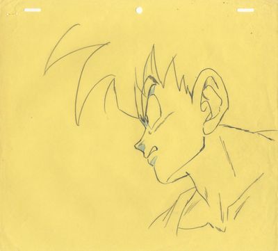 dessin représentant un jeune garçon sur fond jaune, avec un contour noir